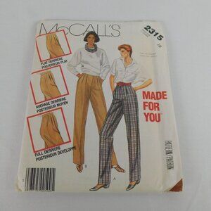 McCalls 2315 Sewing Pattern Women Size 16 Pleated Pants Slacks Trousers Uncut